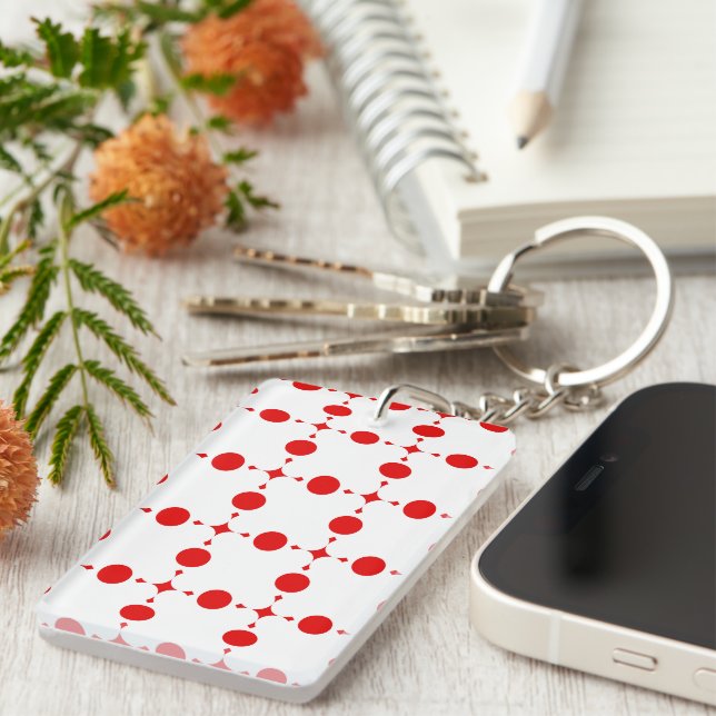 Porte-clefs Points rouges, Motif à pois, Pois, Pointillé (Devant droit)