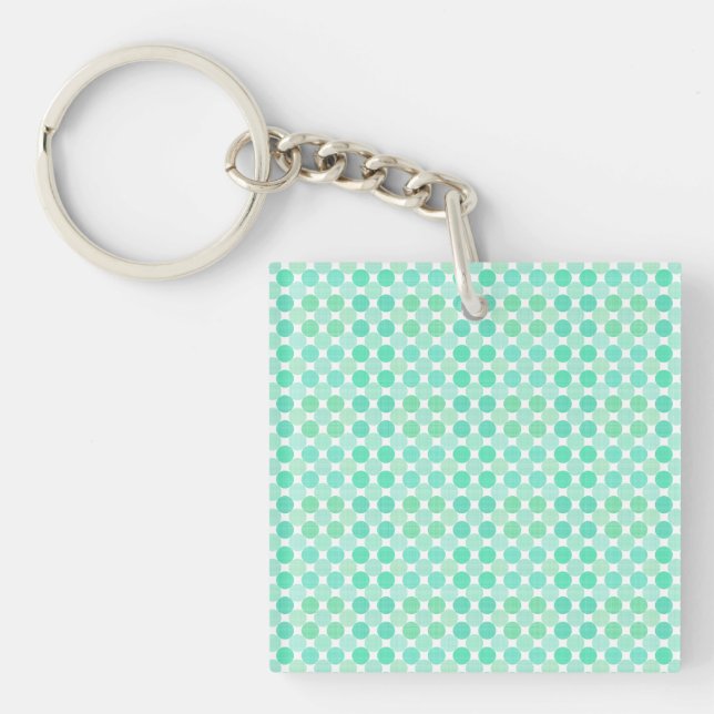 Porte-clefs points texturés verts et turquoise (Devant)
