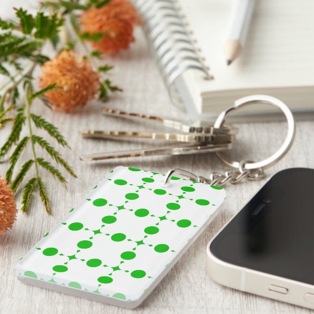 Porte-clefs Points verts, motif à pois, pois, pointillé (Devant droit)