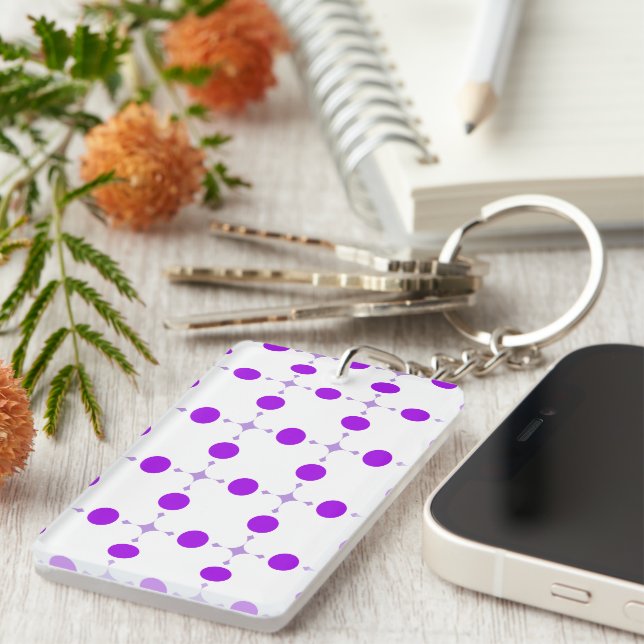 Porte-clefs Points violets, Motif à pois, Pois, Pointillé (Devant droit)