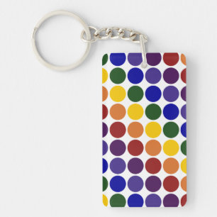 Porte-clefs Pois arc-en-ciel en blanc