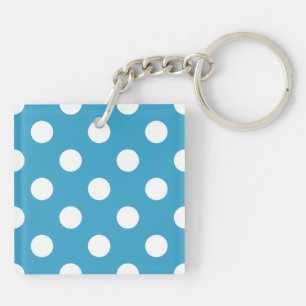 Porte-clefs Pois blancs sur Arrière - plan bleu Peacock