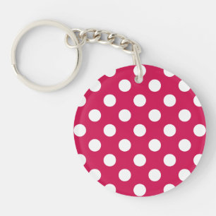 Porte-clefs Pois blancs sur cerise