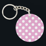 Porte-clefs Pois blancs sur rose pâle<br><div class="desc">Pois blancs sur rose pâle</div>