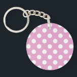 Porte-clefs Pois blancs sur rose pâle<br><div class="desc">Pois blancs sur rose pâle</div>