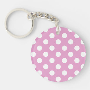 Porte-clefs Pois blancs sur rose pâle