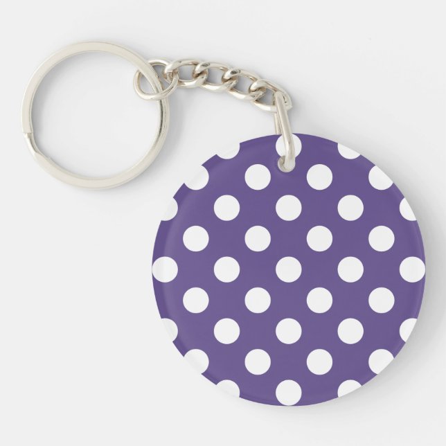 Porte-clefs Pois blancs sur ultra violet (Devant)