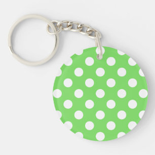Porte-clefs Pois blancs sur vert pomme