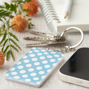Porte-clefs Pois Bleus, Motif Pointe Polka, Points, Pointe