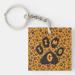 Porte-clefs Pois de chien noir et blanc Pointe Polka sur dahli
