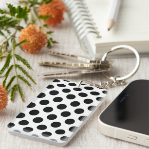 Porte-clefs Pois, Motif Polka Dot, noir et blanc