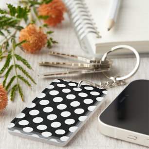 Porte-clefs Pois noirs et blancs, Motif Polka