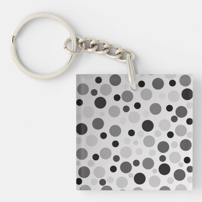 Porte-clefs Pois Noirs Et Gris, (Devant)