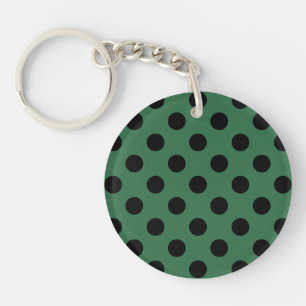 Porte-clefs Pois noirs sur vert kelly