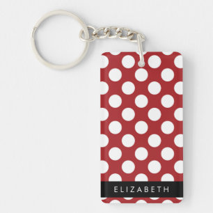 Porte-clefs Pois Rouges, Motif Polka Dot, Votre Nom