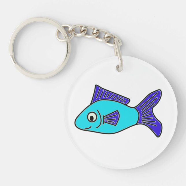 Porte-clefs Poisson, bleu (Devant)