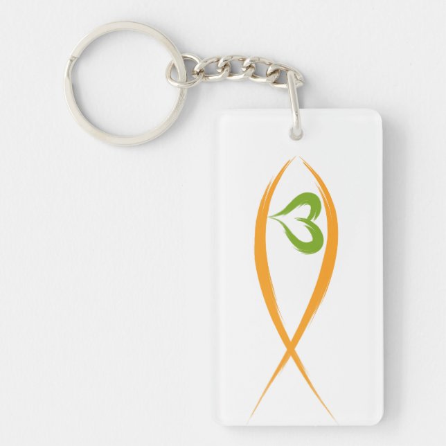 Porte-clefs Poisson Chrétien Jaune avec Coeur Vert Clavier (Devant)