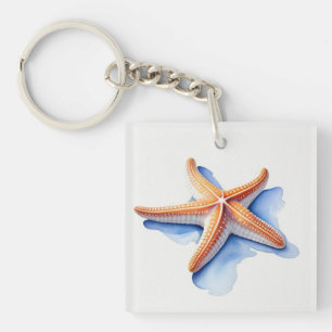 Porte-clefs Poisson étoilé et silhouette bleue