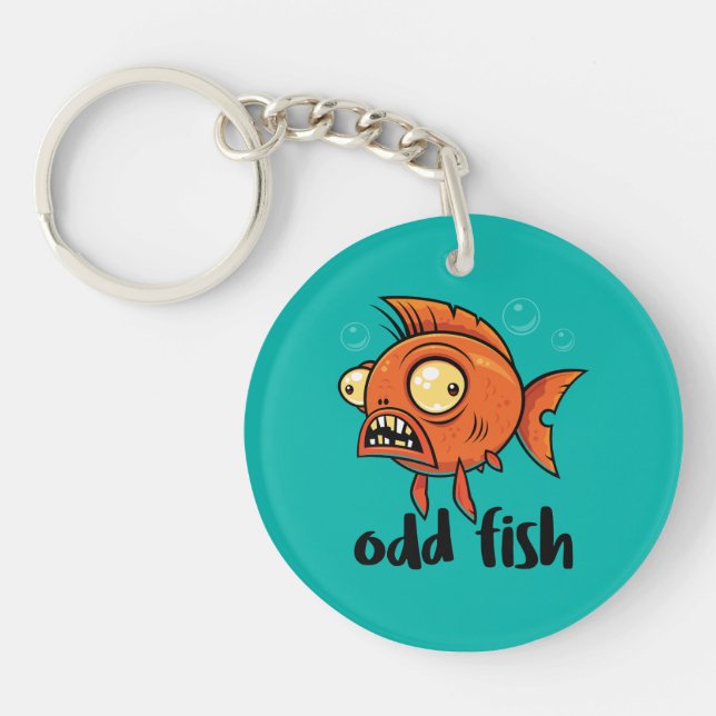 Porte-clefs Poisson Étrange Dessin Animé Orange Drôle Poisson  (Devant)