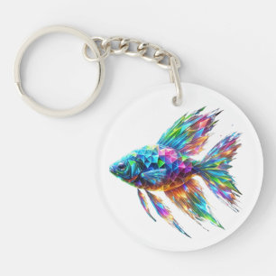 Porte-clefs Poisson géométrique à lumière de prisme