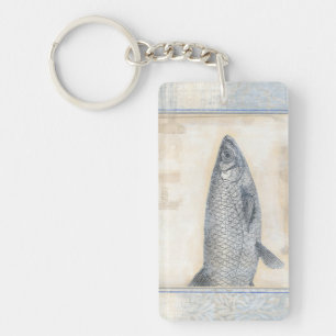 Porte-clefs Poisson gris sur Arrière - plan beige