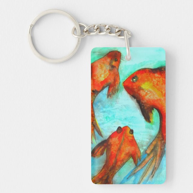 Porte-clefs Poisson rouge orange oriental (Devant)