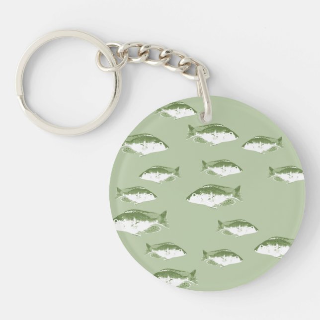 Porte-clefs Poisson vert olive (Devant)