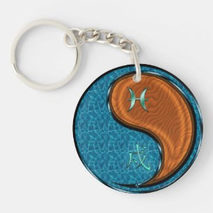 Porte-clefs Poissons et chien de bois