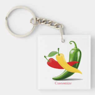 Porte-clefs Poivrons verts rouges chili Thunder_Cove