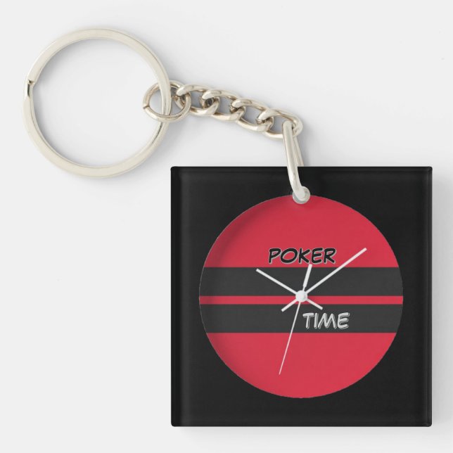 Porte-clefs Poker Time Rouge Noir  (Devant)