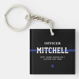 Porte-clefs Policier personnalisé Ligne Bleue Mince