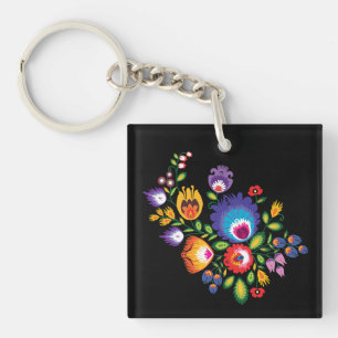 Porte-clefs Polis asymétriques Folk Wycinanki