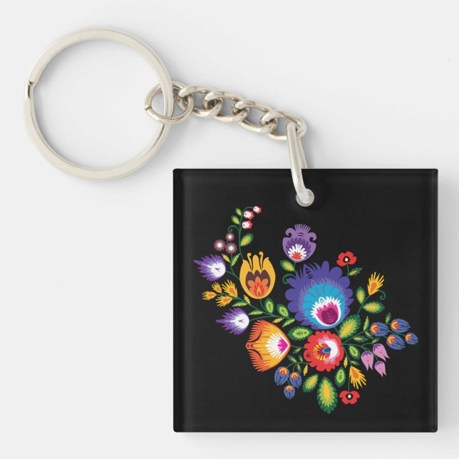 Porte-clefs Polis asymétriques Folk Wycinanki (Devant)