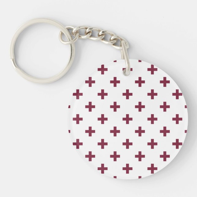 Porte-clefs Polka de mûre croise sur blanc (Devant)