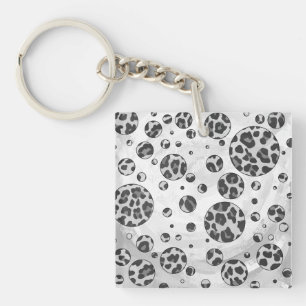 Porte-clefs Polka Dot Leopard Design noir et blanc