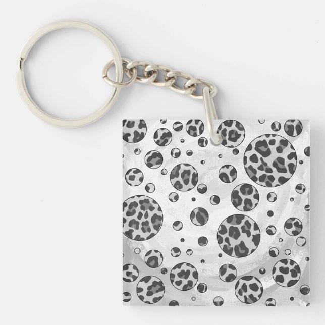 Porte-clefs Polka Dot Leopard Design noir et blanc (Devant)
