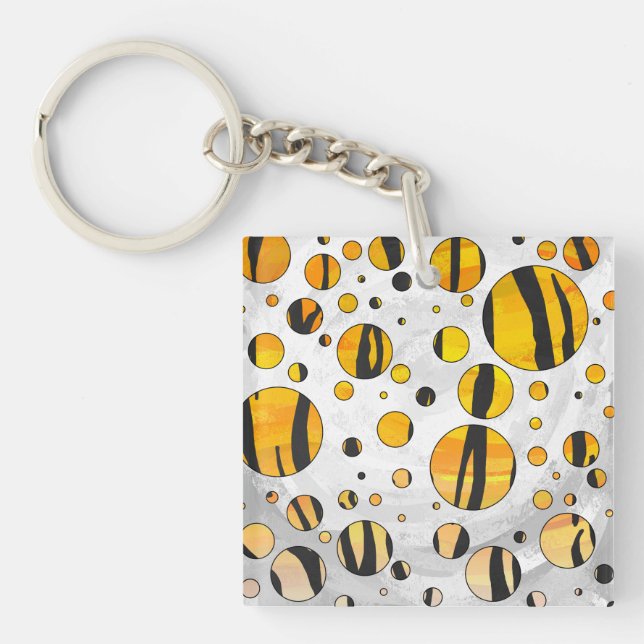 Porte-clefs Polka Dot Tiger noir et orange (Devant)