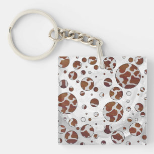 Porte-clefs Polka Dot Vache Brown et blanche