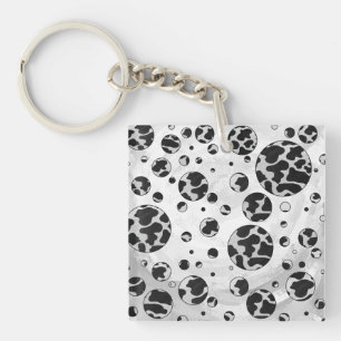 Porte-clefs Polka Dot Vache noir et blanc