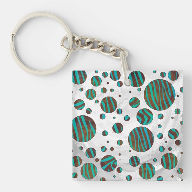 Porte-clefs Polka Dot Zebra Brown et Turquoise (Devant)