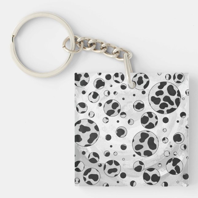 Porte-clefs Polka en Dalmatie noir et blanc (Devant)