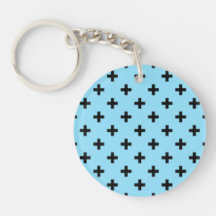Porte-clefs Polka noire croise sur le bleu bébé