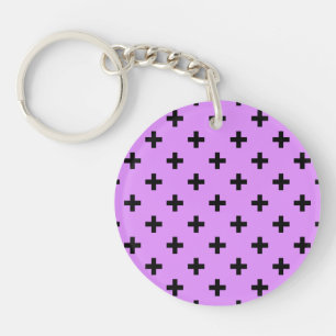 Porte-clefs Polka noire croise sur lilas