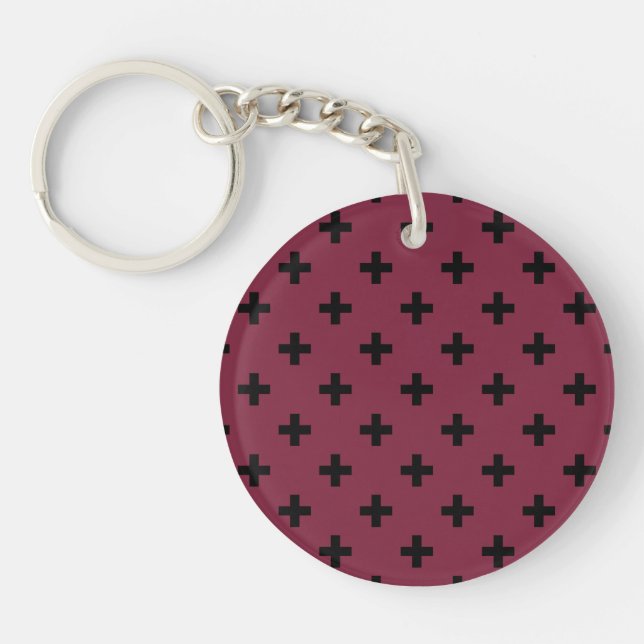 Porte-clefs Polka noire croise sur mûrier (Devant)