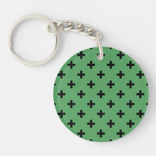 Porte-clefs Polka noire croise sur vert