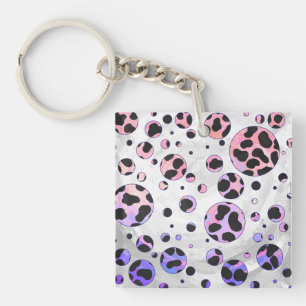 Porte-clefs Polka noire et rose de Dalmatie Imprimer