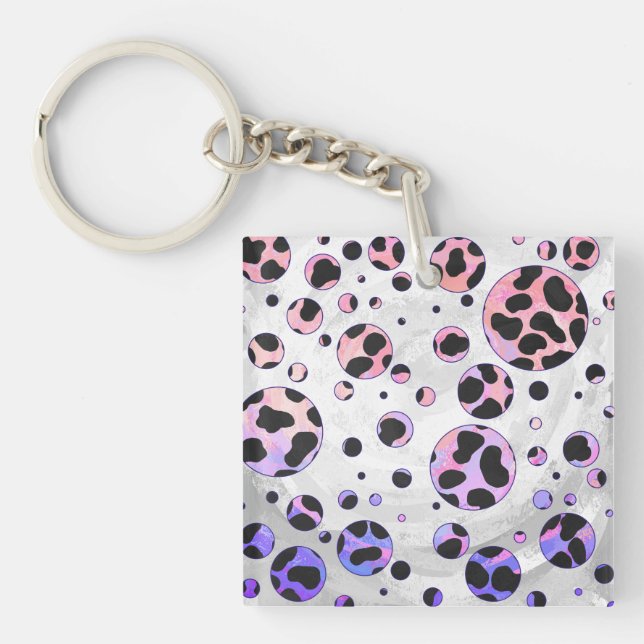 Porte-clefs Polka noire et rose de Dalmatie Imprimer (Devant)