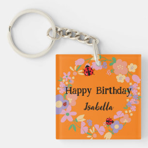 Porte-clefs Polka rouge mignon point Ladybug Fleur de printemp
