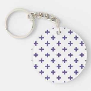 Porte-clefs Polka ultra violette croise sur blanc
