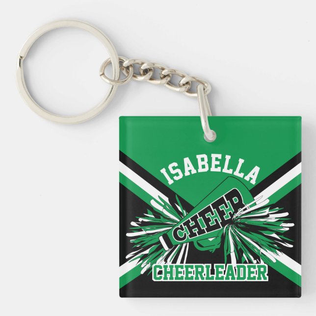 Porte-clefs Pom-pom girl - Vert, Noir et Blanc (Devant)